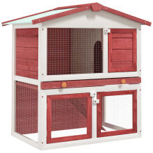 Berkfield Outdoor Rabbit Hutch 3 Doors Red Wood