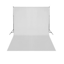Berkfield Telescopic Background Support System + White Backdrop 3 x 5 m
