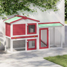 Berkfield Outdoor Large Rabbit Hutch Red and White 145 x 45 x 84 Wood