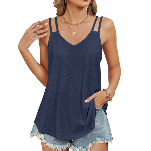 Casual Spaghetti Strap Cami Navy  L