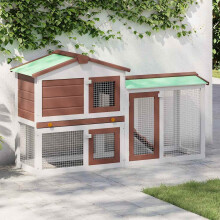Berkfield Outdoor Large Rabbit Hutch Brown and White 145 x 45 x 84 Wood