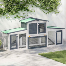 Berkfield Outdoor Large Rabbit Hutch Grey and White 201x45x85 cm Wood