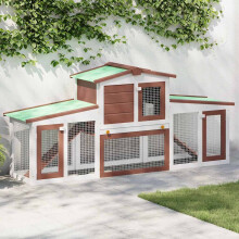 Berkfield Outdoor Large Rabbit Hutch Brown and White 201x45x85 cm Wood