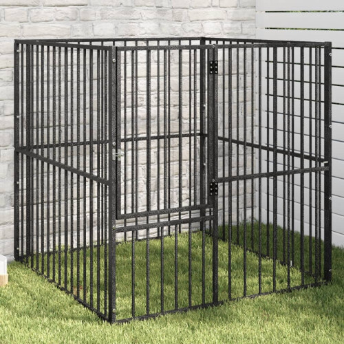 Berkfield Dog Playpen 4 Panel Black Galvanised Steel