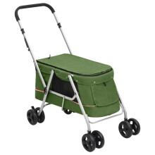 Berkfield Folding Dog Stroller Green 100x49x96 cm Linen Fabric