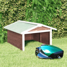 Berkfield Robotic Lawn Mower Garage 72x87x50 cm Mocca and White Firwood