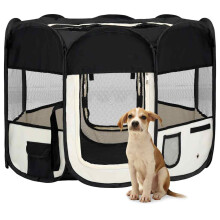 Berkfield Foldable Dog Playpen with Carrying Bag Black 90x90x58 cm