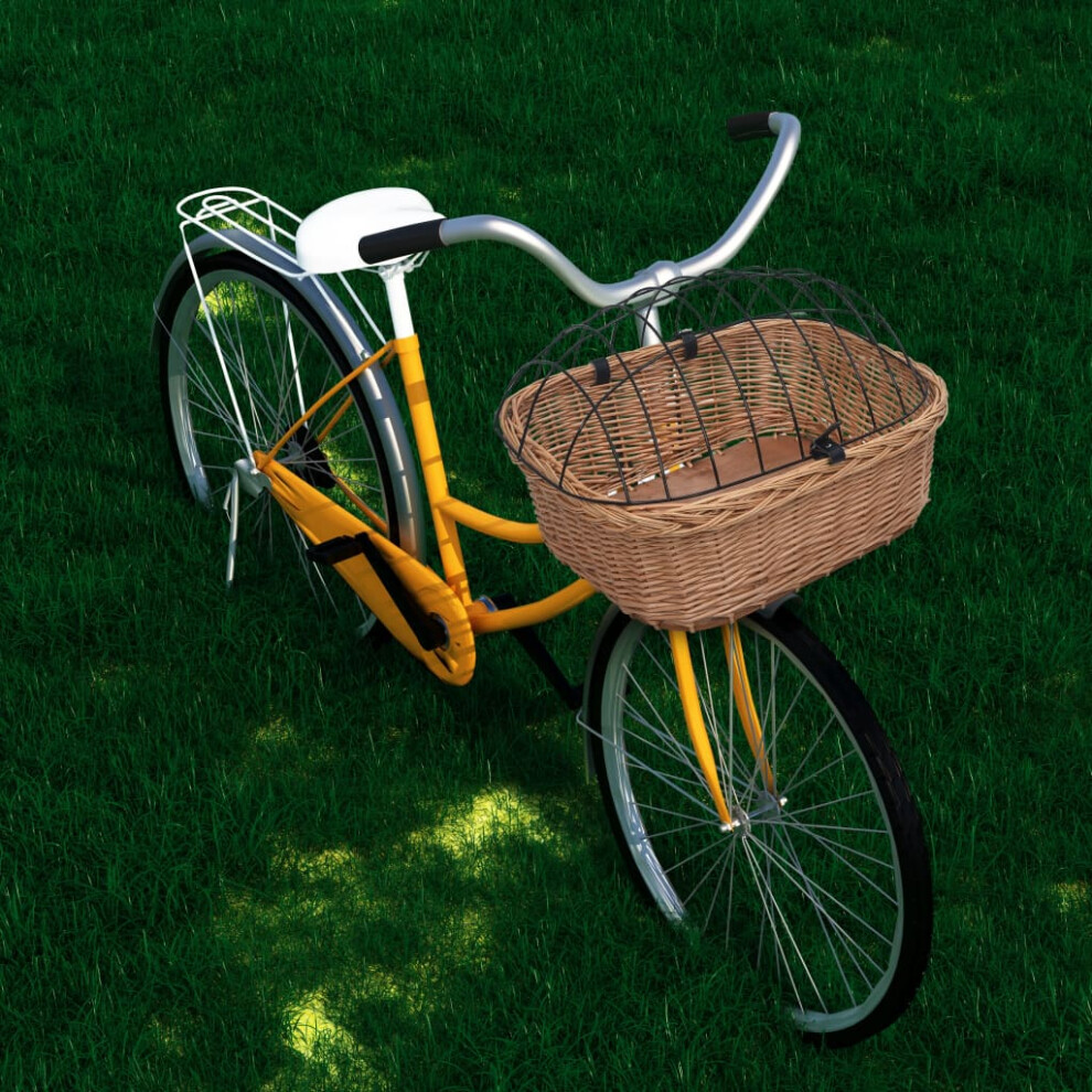 Photos - Basket & Rack Berkfield Bike Front Basket with Cover 50x45x35 cm Natural Willow