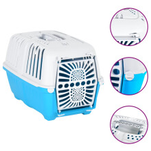 Berkfield Pet Carrier White and Blue 48x31.5x33cm Polypropylene