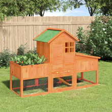 Berkfield Rabbit Hutch Brown 170x63x113 cm Solid Wood Pine