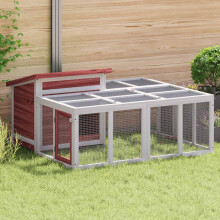 Berkfield Rabbit Hutch Mocha 144x123x67.5 cm Solid Wood Pine