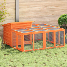Berkfield Rabbit Hutch Brown 144x123x67.5 cm Solid Wood Pine