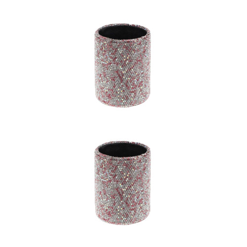 2Pcs Multi Color Sparkling Makeup Brush Storage Bucket Pen Holder PU