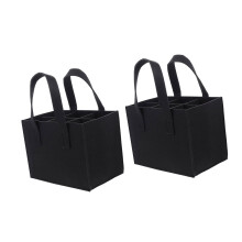 2Pcs Felt Wine Carriers Bag 6 Comparments with Handle-Black