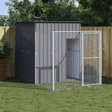 Berkfield Dog House with Run Anthracite 165x251x181 cm Galvanised Steel