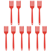 10Pcs Red Silicone Cooking Forks Ergonomic Kitchen Pasta Server Forks