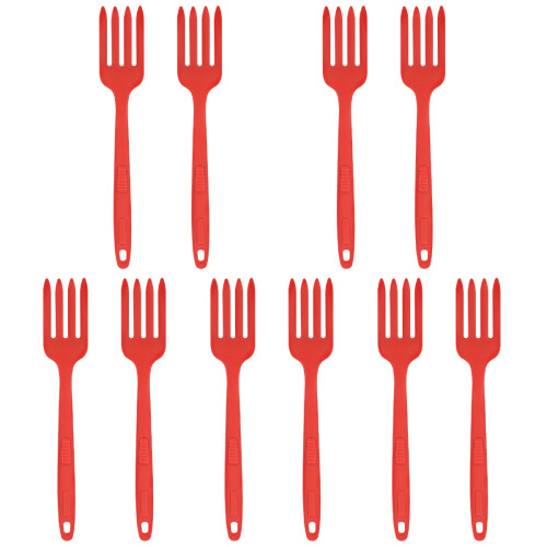 10Pcs Red Silicone Cooking Forks Ergonomic Kitchen Pasta Server Forks