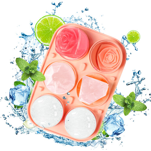 Eiswürfelform mit 6 Mulden, Rosenform, flexible Eisform aus-Grün 1