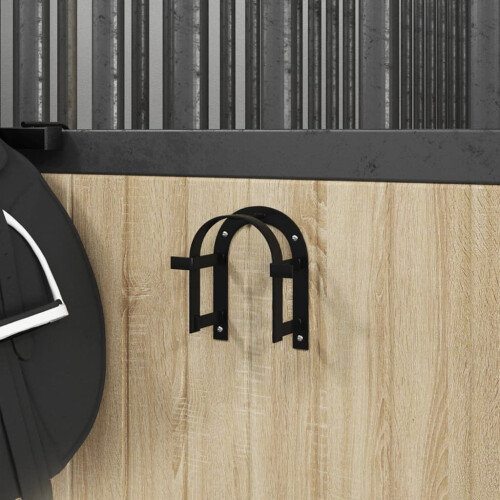 Berkfield Bridle Rack Wall Mounted Black Iron
