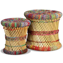 Berkfield Stools with Chindi Details 2 pcs Multicolour Bamboo
