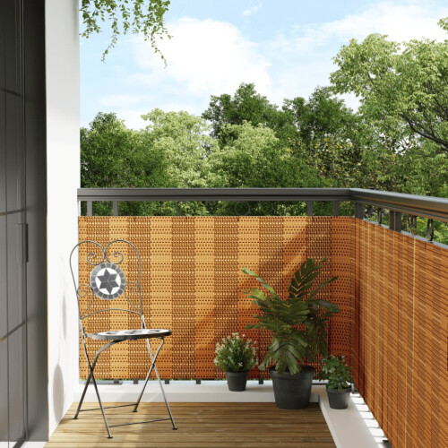Berkfield Balcony Screen Light Brown 500x80 cm Poly Rattan