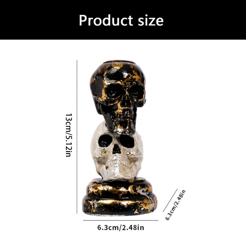 Gothic Black White Stacked Skull Resins Candle Holders For 1