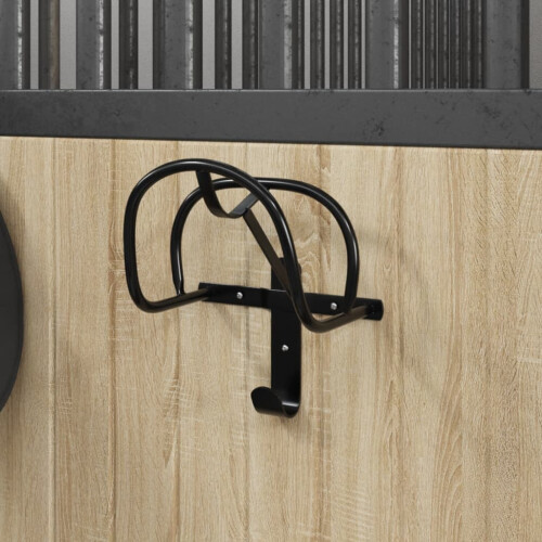 Berkfield Bridle Rack Wall Mounted Black Iron