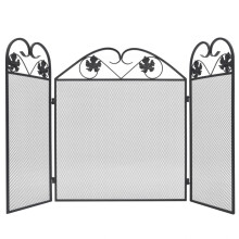 Berkfield 3-panel Fireplace Screen Iron Black