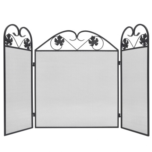 Berkfield 3-panel Fireplace Screen Iron Black