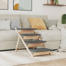 Berkfield Dog Stair Grey 105x47 cm Solid Wood Fir