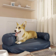 Berkfield Ergonomic Foam Dog Bed Dark Blue 88x65 cm Faux Leather