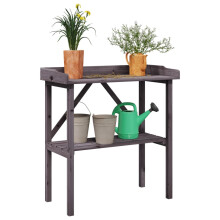 Berkfield Plant Table with Shelf Grey 78x38x82.5 cm Solid Wood Fir