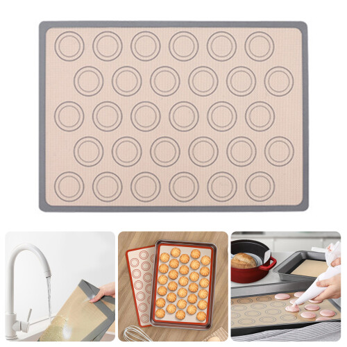 Smooth Silicone Baking Mat Nonstick Macaron Color Heat-Black 2