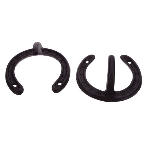 4Pcs Black Iron Horseshoe Wall Hooks Durable Decorative Coat Hangers