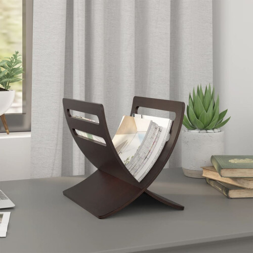 Berkfield Wooden Magazine Rack Floor Standing Brown