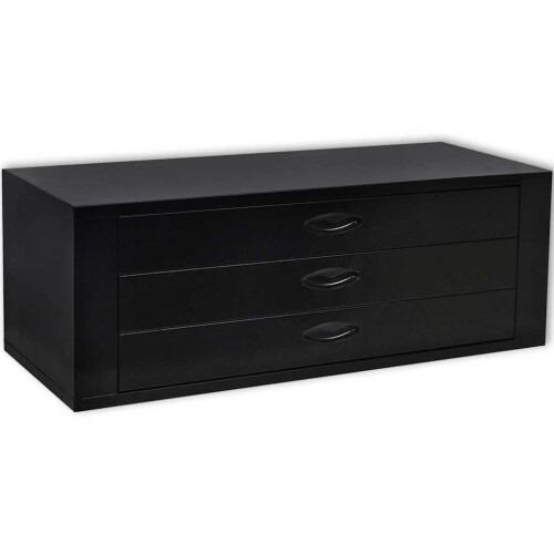 Berkfield Metal Tool Chest 3 Drawers Black