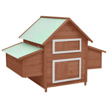 Berkfield Chicken Coop Mocha and White 150x96x110 cm Solid Firwood