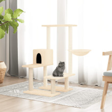 Berkfield Cat Tree with Sisal Scratching Posts Cream 94.5 cm