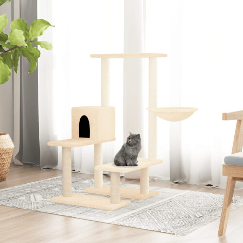 Berkfield Cat Tree with Sisal Scratching Posts Cream 94.5 cm