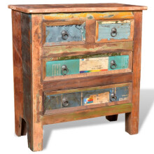 Berkfield Reclaimed Cabinet Solid Wood with 4 Drawers
