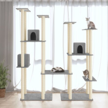 Berkfield Cat Tree with Sisal Scratching Posts Light Grey 174 cm