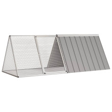 Berkfield Rabbit Cage Grey 201.5x80.5x71 cm Galvanised Steel