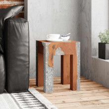 Berkfield Stool Solid Teak Wood and Resin