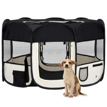 Berkfield Foldable Dog Playpen with Carrying Bag Black 125x125x61 cm