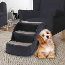 Berkfield Folding 3-Step Dog Stairs Black