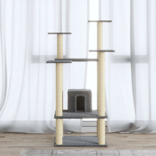 Berkfield Cat Tree with Sisal Scratching Posts Light Grey 110 cm