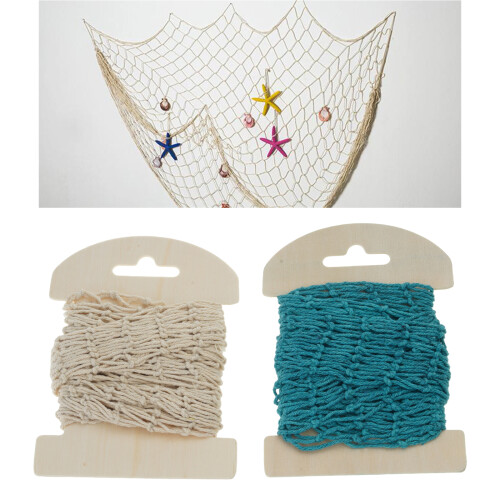 Filet de poisson en coton bleu et Beige, 2 pièces, pour 1