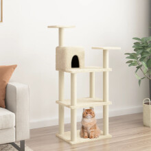 Berkfield Cat Tree with Sisal Scratching Posts Cream 118.5 cm