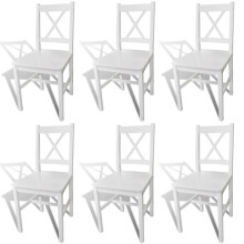 Berkfield Dining Chairs 6 pcs White Pinewood