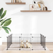 Berkfield 12-Panel Pet Cage with Door Black 35x35 cm Steel